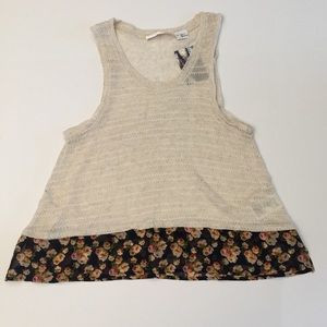NWT Knit tank top with floral ruffle